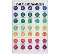 XGINERFEX Calculus Math Poster - Clear Chart of Common Symbols, Formulas, and Notations - Quick-Study Reference & Decorative Wall-Art for Bedroom or Home Office(Unframed,08x12inch(20x30cm))