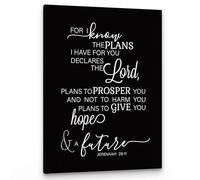 XGINERFEX Christian Inspirational Canvas - Jeremiah 29:11 "For I Know The Plans Wall-Art Print, Scripture Poster for Home Office and Church(Unframed,08x12inch(20x30cm))