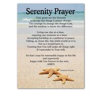 XGINERFEX Coastal Serenity Prayer Poster - Starfish & Scripture Christian Wall-Art, Beach House Decor for Living Room, Bedroom, Office, Peaceful Inspirational Faith Print(Framed,12x18inch(30x45cm))