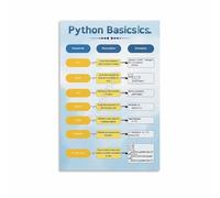 XGINERFEX Computer Science Wall Decor - Python Programming Cheat Sheet Poster with Essential Codes, Ideal for Students & Developers(Framed,08x12inch(20x30cm))