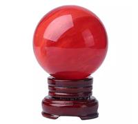 XGINERFEX Crystal Ball Ornament Smelting Red Feng Shui Desktop Ornaments Living Room Office Study Home Decoration Display Sphere,8cm/3.14in Gemstone Stone