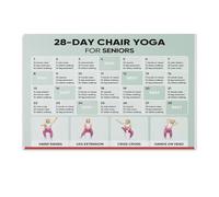 XGINERFEX Elderly Chair Yoga Exercise Poster - Daily Routine Wall Chart, Easy-to-Follow Canvas Art for Seniors, Bedroom or Clinic Decor(Framed,08x12inch(20x30cm))
