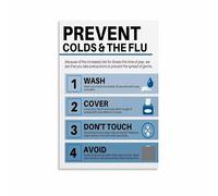 XGINERFEX Germ Fighting Tips Poster - Fun Prevention Canvas Wall-Art for Playroom Pediatric Office Decor(Framed,16x24inch(40x60cm))