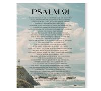 XGINERFEX Inspirational Psalm 91 Poster Scripture Art Print for Christian Living Room Bedroom Wall Decor Gods Word for Daily Encouragement(Framed,08x12inch(20x30cm))