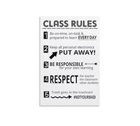 XGINERFEX Middle School Class Rules Poster, Classroom Expectations Sign for Behavior, Teacher Resources(Framed,08x12inch(20x30cm))