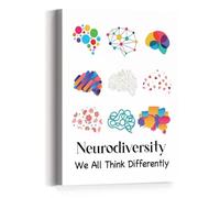 XGINERFEX Neurodiversity Poster, We All Think Differently Classroom Wall-Art, School Counselor Office Decor for Mental Health Awareness(Unframed,16x24inch(40x60cm))