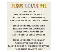 XGINERFEX Nursery Christian Wall Decor - Jesus Loves Me Canvas Banner, Inspirational Bible Verse for Toddler Room & Sunday School(Unframed,16x24inch(40x60cm))