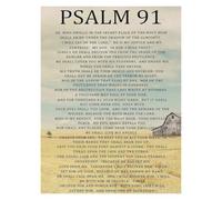 XGINERFEX Psalm 91 for Protection Wall Decor, Bible Scripture Canvas Art, Faith Based Home Decor for Christian Living Room, Entryway(Framed,16x24inch(40x60cm))
