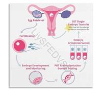 XGINERFEX Reproductive Health IVF Process Infographic Educational Poster Fertility Awareness Wall-Art Canvas for Bedroom Living Room Decor(Framed,08x12inch(20x30cm))