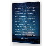 XGINERFEX Romans 5:3-5 Vintage Wall-Art, Scripture Poster on Canvas, Inspirational Decor for Kitchen, Bathroom, Living Room, and Office(Framed,12x18inch(30x45cm))