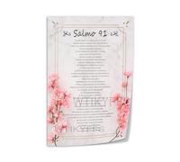 XGINERFEX Salmo 91 En Español para Dormitorio Cuadro de Lienzo Decorativo de Pared Versículo de la Biblia Regalo para Creyentes Cristianos(Framed,08x12inch(20x30cm))