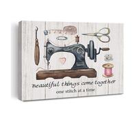 XGINERFEX Sewing Room Decor: Vintage Sewing Machine & Inspirational Quote Wall-Art, Farmhouse Chic Poster for Seamstress Gift or Home Decor(Framed,12x18inch(30x45cm))