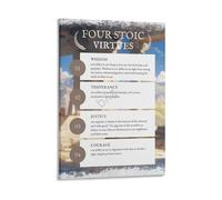 XGINERFEX Stoicism Poster Four Cardinal Virtues Wall-Art Wisdom Courage Justice Temperance for Study Office Classroom Decor(Unframed,16X24inch(40X60cm))
