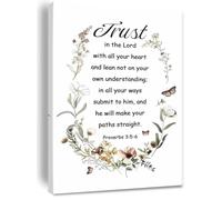 XGINERFEX Trust in the Lord Scripture Wall-Art Christian Canvas Print Proverbs 3:5-6 for Home Office Church Decor(Unframed,12x18inch(30x45cm))