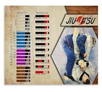 XGINERFEX Vintage Brazilian Jiu Jitsu Heritage Poster BJJ History Evolution Canvas Wall-Art for Martial Arts Dojo Home Gym Decor(Framed,12x18inch(30x45cm))