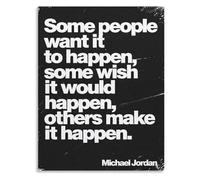 XGINERFEX Wall-Art Poster Some People Want It to Happen Some Wish It Would Happen Others Make It Happen Grunge Gym Teen Room Decor(Framed,16x24inch(40x60cm))