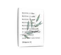XGINERFEX Wall Decor Philippians 4 8 Think on These Things Typography Print Whatever Is True Noble Right Pure Lovely for Home Office(Framed,12x18inch(30x45cm))