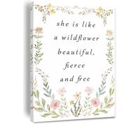XGINERFEX Wildflower Poster She is Like A Wildflower Beautiful Fierce and Canvas Wall-Art for Shower Girl Birthday Party Nursery Decor(Framed,12x18inch(30x45cm))