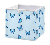 xgiua Blue Butterflies Storage Cubes - 11 Inch Heavy Duty Fabric Storage Cubes for Shelves Closet - Collapsible Bins for Organizing Clothes Blankets Toys