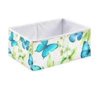 xgiua Blue Turquoise Butterflies Storage Cubes - Heavy Duty Fabric Storage Cubes for Shelves Closet - Collapsible Bins for Organizing Clothes Blankets Toys