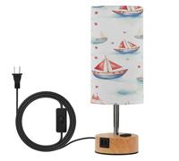 xgiua Boats Pattern Table Lamp for Bedroom, Touch Control LED Bedside Lamp with USB A+C Charging Ports - 3 Way Dimmable Table Lamps for Bedroom/Living Room/Dorm/Office