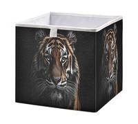 xgiua Close-up Tiger Storage Cubes - 11 Inch Heavy Duty Fabric Storage Cubes for Shelves Closet - Collapsible Bins for Organizing Clothes Blankets Toys