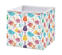 xgiua Colorful Guitar Pattern Storage Cubes - 11 Inch Heavy Duty Fabric Storage Cubes for Shelves Closet - Collapsible Bins for Organizing Clothes Blankets Toys