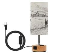 xgiua Cows on The Grass Table Lamp for Bedroom, Touch Control LED Bedside Lamp with USB A+C Charging Ports - 3 Way Dimmable Table Lamps for Bedroom/Living Room/Dorm/Office