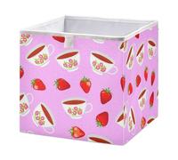 xgiua Cute Cups Of Tea Storage Cubes - 11 Inch Heavy Duty Fabric Storage Cubes for Shelves Closet - Collapsible Bins for Organizing Clothes Blankets Toys