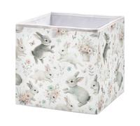xgiua Cute Happy Rabbits Storage Cubes - 11 Inch Heavy Duty Fabric Storage Cubes for Shelves Closet - Collapsible Bins for Organizing Clothes Blankets Toys