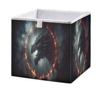 xgiua Dragon Dungeon Fire Storage Cubes - 11 Inch Heavy Duty Fabric Storage Cubes for Shelves Closet - Collapsible Bins for Organizing Clothes Blankets Toys