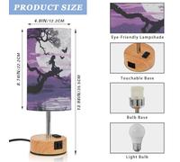 xgiua Fairy of The Moon Table Lamp for Bedroom, Touch Control LED Bedside Lamp with USB A+C Charging Ports - 3 Way Dimmable Table Lamps for Bedroom/Living Room/Dorm/Office
