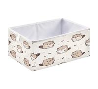 xgiua Happy Beaver Storage Cubes - Heavy Duty Fabric Storage Cubes for Shelves Closet - Collapsible Bins for Organizing Clothes Blankets Toys