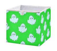 xgiua Happy Ghost Pattern Storage Cubes - 11 Inch Heavy Duty Fabric Storage Cubes for Shelves Closet - Collapsible Bins for Organizing Clothes Blankets Toys
