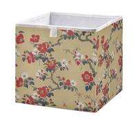 xgiua Japanese Tea Tree Floral Storage Cubes - 11 Inch Heavy Duty Fabric Storage Cubes for Shelves Closet - Collapsible Bins for Organizing Clothes Blankets Toys