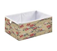 xgiua Japanese Tea Tree Floral Storage Cubes - Heavy Duty Fabric Storage Cubes for Shelves Closet - Collapsible Bins for Organizing Clothes Blankets Toys