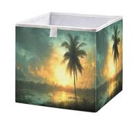 xgiua Landscape at Dusk Storage Cubes - 11 Inch Heavy Duty Fabric Storage Cubes for Shelves Closet - Collapsible Bins for Organizing Clothes Blankets Toys