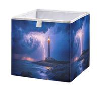 xgiua Lighthouse Storage Cubes - 11 Inch Heavy Duty Fabric Storage Cubes for Shelves Closet - Collapsible Bins for Organizing Clothes Blankets Toys