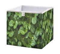 xgiua Raindrops on Leaves Storage Cubes - 11 Inch Heavy Duty Fabric Storage Cubes for Shelves Closet - Collapsible Bins for Organizing Clothes Blankets Toys