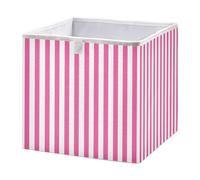 xgiua Rosy Red White Stripes Storage Cubes - 11 Inch Heavy Duty Fabric Storage Cubes for Shelves Closet - Collapsible Bins for Organizing Clothes Blankets Toys