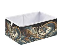 xgiua Tiger Dragon Clash Storage Cubes - Heavy Duty Fabric Storage Cubes for Shelves Closet - Collapsible Bins for Organizing Clothes Blankets Toys