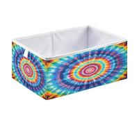 xgiua Vibrant Rainbow Tie Dye Storage Cubes - Heavy Duty Fabric Storage Cubes for Shelves Closet - Collapsible Bins for Organizing Clothes Blankets Toys