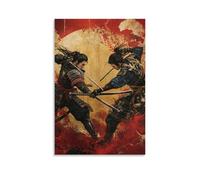 XGKJDS Exquisite Canvas Wall Art Picture Print-Japandi Samurai Duel Poster, Intense Sword - Fighting Scene Modern Family Bedroom Decor 16x24inch(40x60cm)