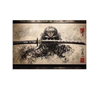 XGKJDS Exquisite Canvas Wall Art Picture Print-Japandi Samurai Warrior Poster with Katana Modern Family Bedroom Decor 16x24inch(40x60cm)