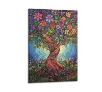 XGKJDS Exquisite Modern Family Canvas Wall Art Picture Print Photo Album-Boho Botanical Poster Colorful Flowering Tree for Room Decor 20x30inch(50x75cm)