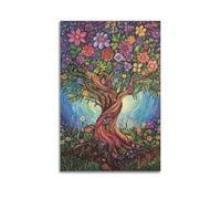 XGKJDS Exquisite Modern Family Canvas Wall Art Picture Print Photo Album-Boho Botanical Poster Colorful Flowering Tree for Room Decor 20x30inch(50x75cm)