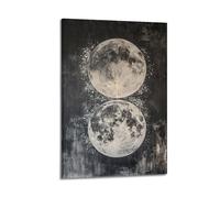 XGKJDS Exquisite Modern Family Canvas Wall Art Picture Print Photo Album-Brutalist Abstract Night Scene Poster with Double Full Moons 20x30inch(50x75cm)