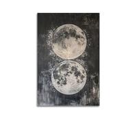 XGKJDS Exquisite Modern Family Canvas Wall Art Picture Print Photo Album-Brutalist Abstract Night Scene Poster with Double Full Moons 24x36inch(60x90cm)
