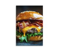 XGKJDS Exquisite Modern Family Canvas Wall Art Picture Print Photo Album-Modern Minimalist Food Poster Cheesy Bacon Burger Visual Delight 20x30inch(50x75cm)