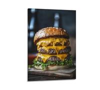 XGKJDS Exquisite Modern Family Canvas Wall Art Picture Print Photo Album-Modern Minimalist Food Poster Cheesy Triple - Burger Visual Delight 08x12inch(20x30cm)